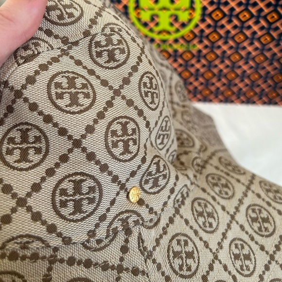 Tory Burch T Monogram Jacquard Reversible Bucket Hat Hazel Tan Brown Gold main image 8